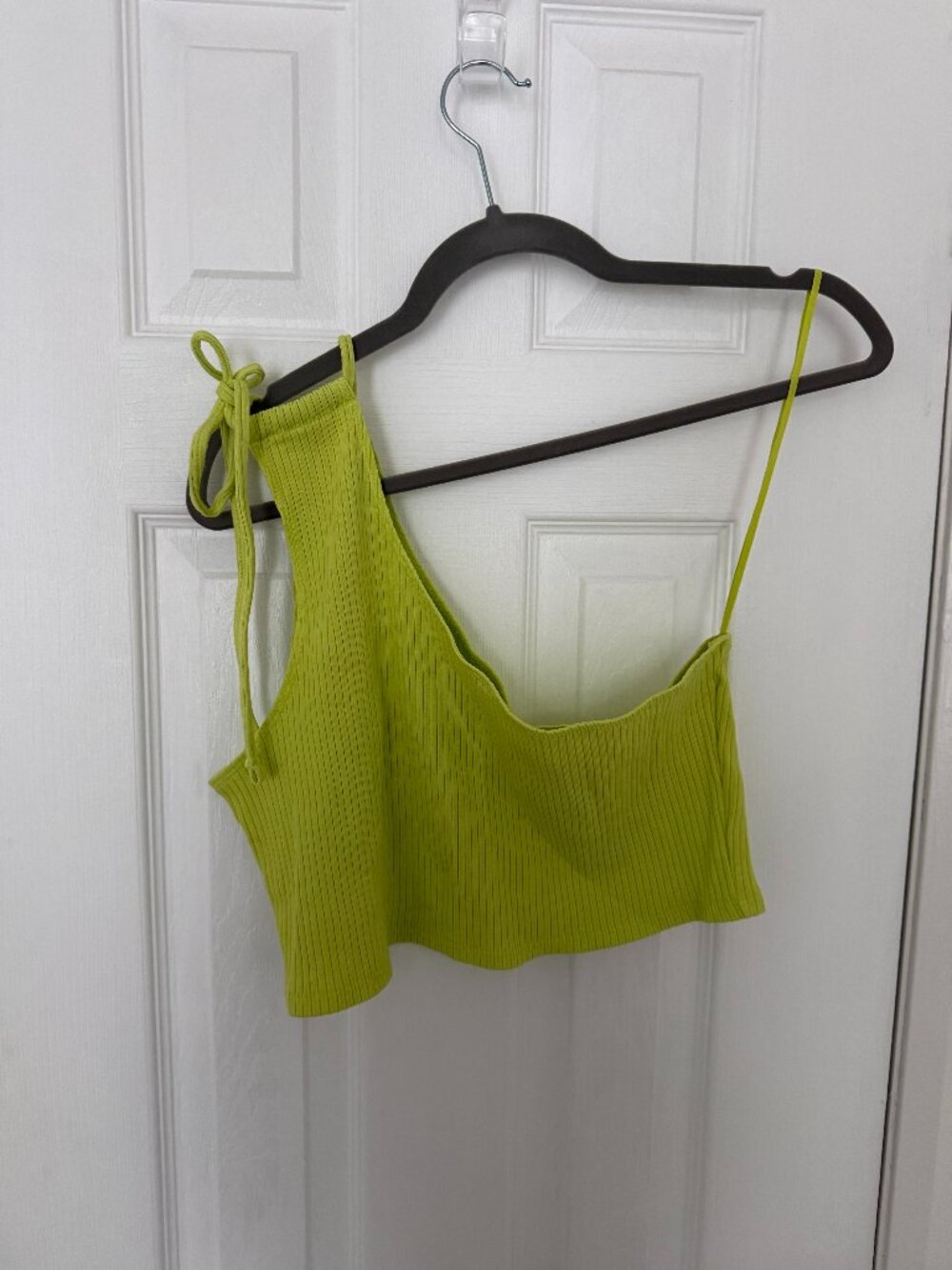 One Shoulder Neon Green Crop Top